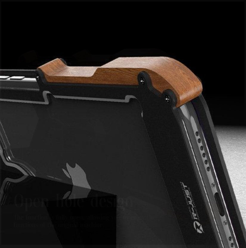 Luxury Metal Aluminum Wood Protective Bumper Case for iPhone 13 Series | iPhone 12 Series (Select Model)