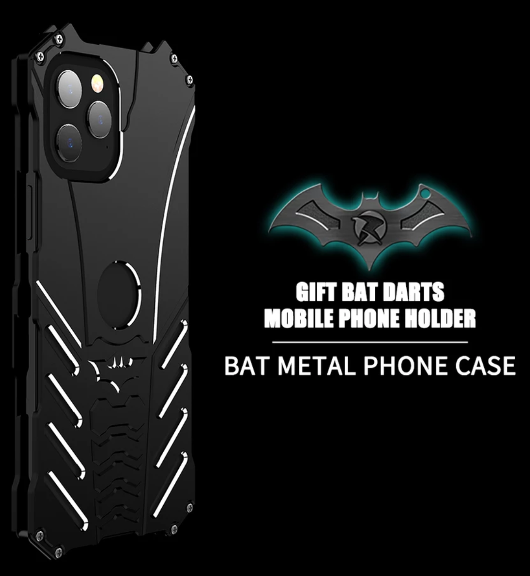 R-Just Aluminium Alloy Batman Case with Stand for iPhone 12, 12 Pro, 12 Pro Max