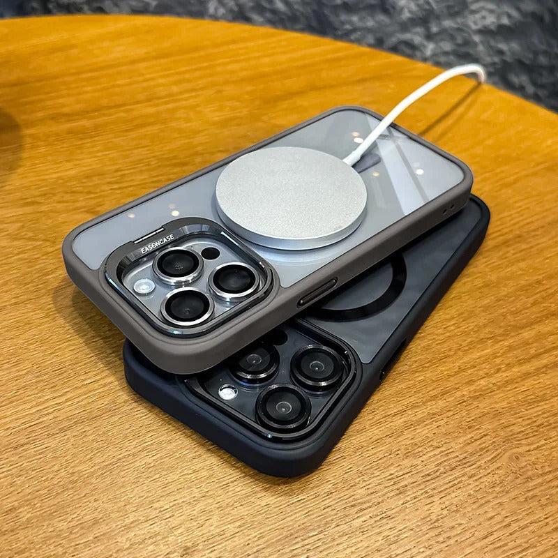 Ultra Premium Mag-Safe Support Camera Stand Cases with Lens Protection For iPhones (with Free Camera Lens) (Select Model)