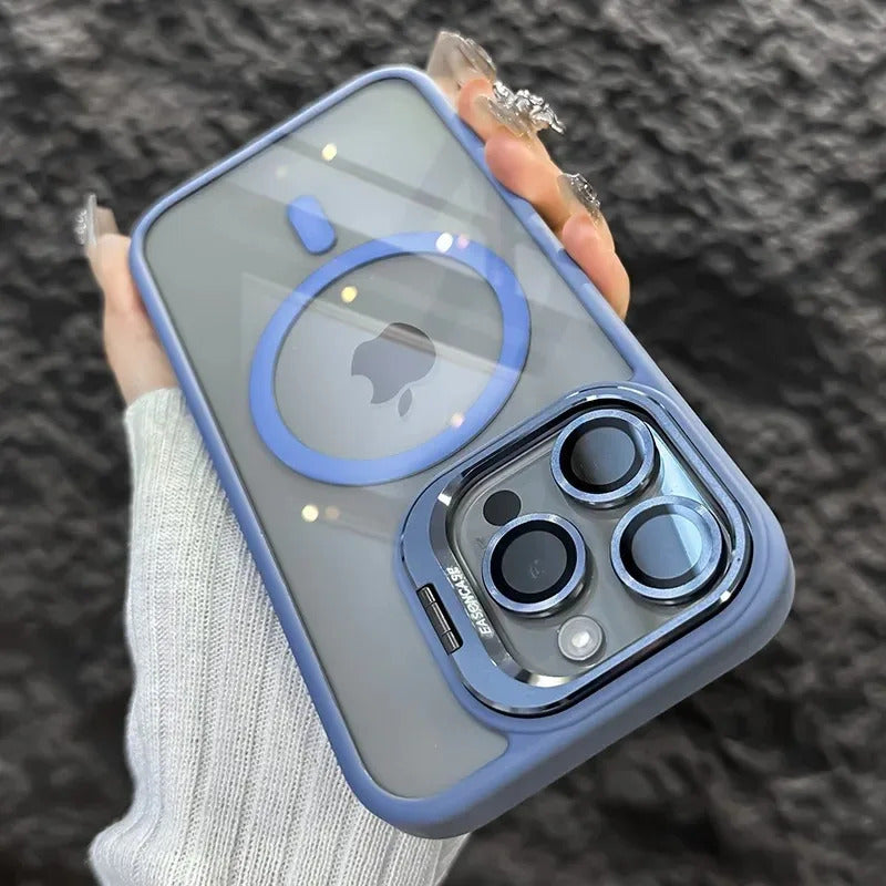 Ultra Premium Mag-Safe Support Camera Stand Cases with Lens Protection For iPhones (with Free Camera Lens) (Select Model)