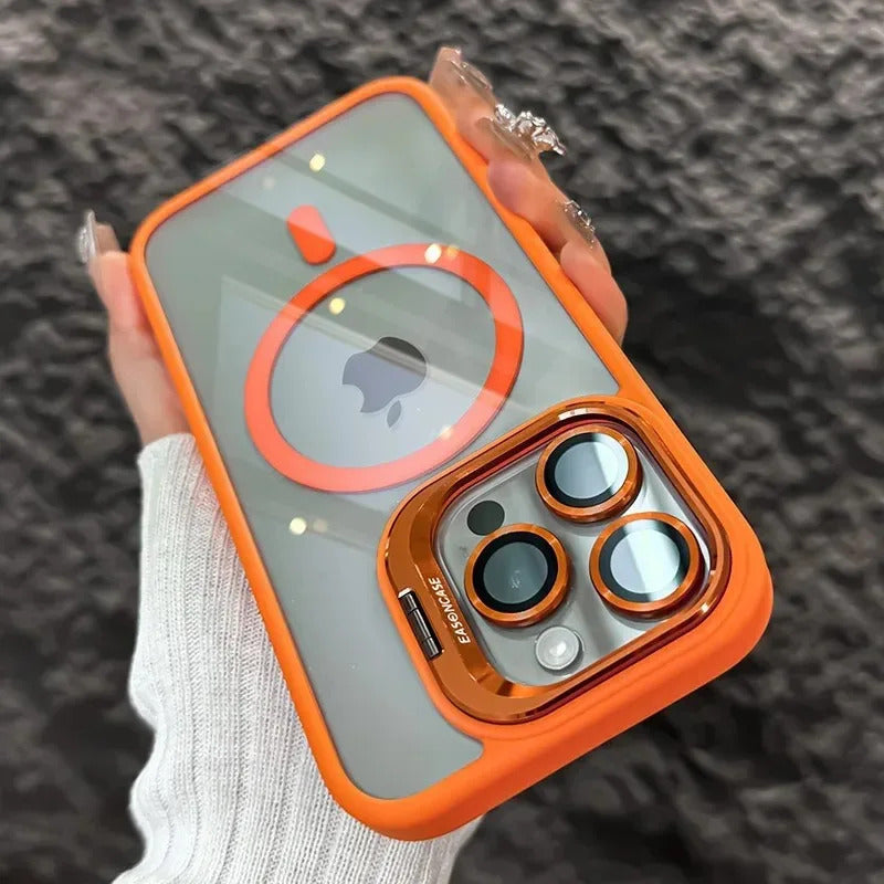 Ultra Premium Mag-Safe Support Camera Stand Cases with Lens Protection For iPhones (with Free Camera Lens) (Select Model)