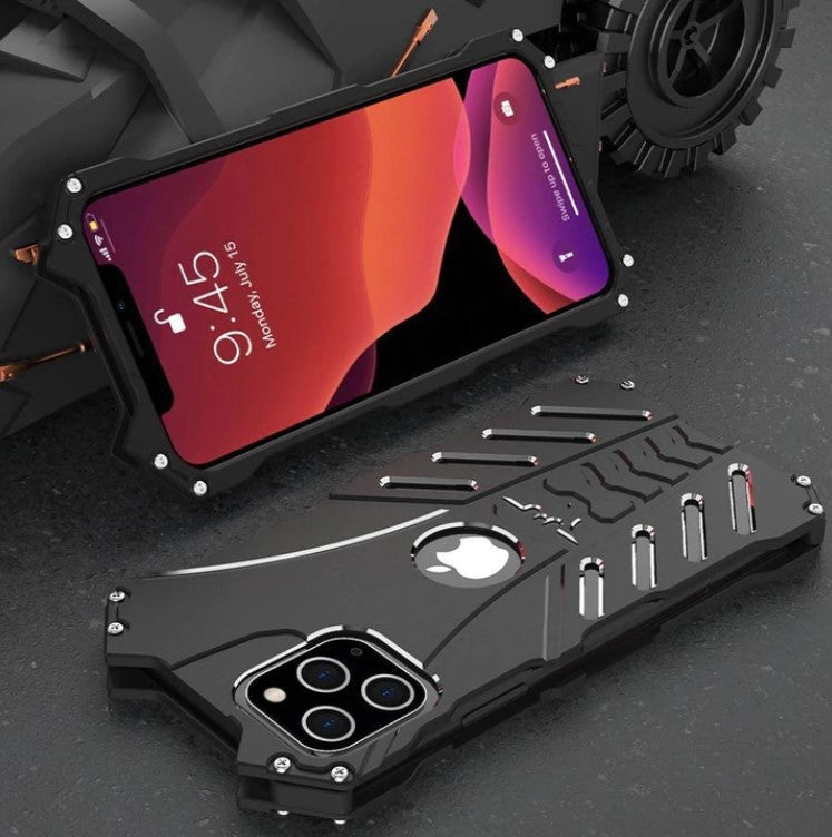 R-Just Aluminium Alloy Batman Case with Stand for iPhone 12, 12 Pro, 12 Pro Max