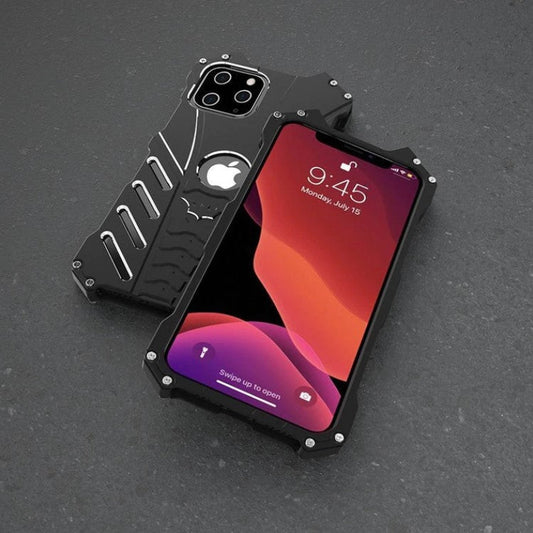 R-Just Aluminium Alloy Batman Case with Stand for iPhone 12, 12 Pro, 12 Pro Max