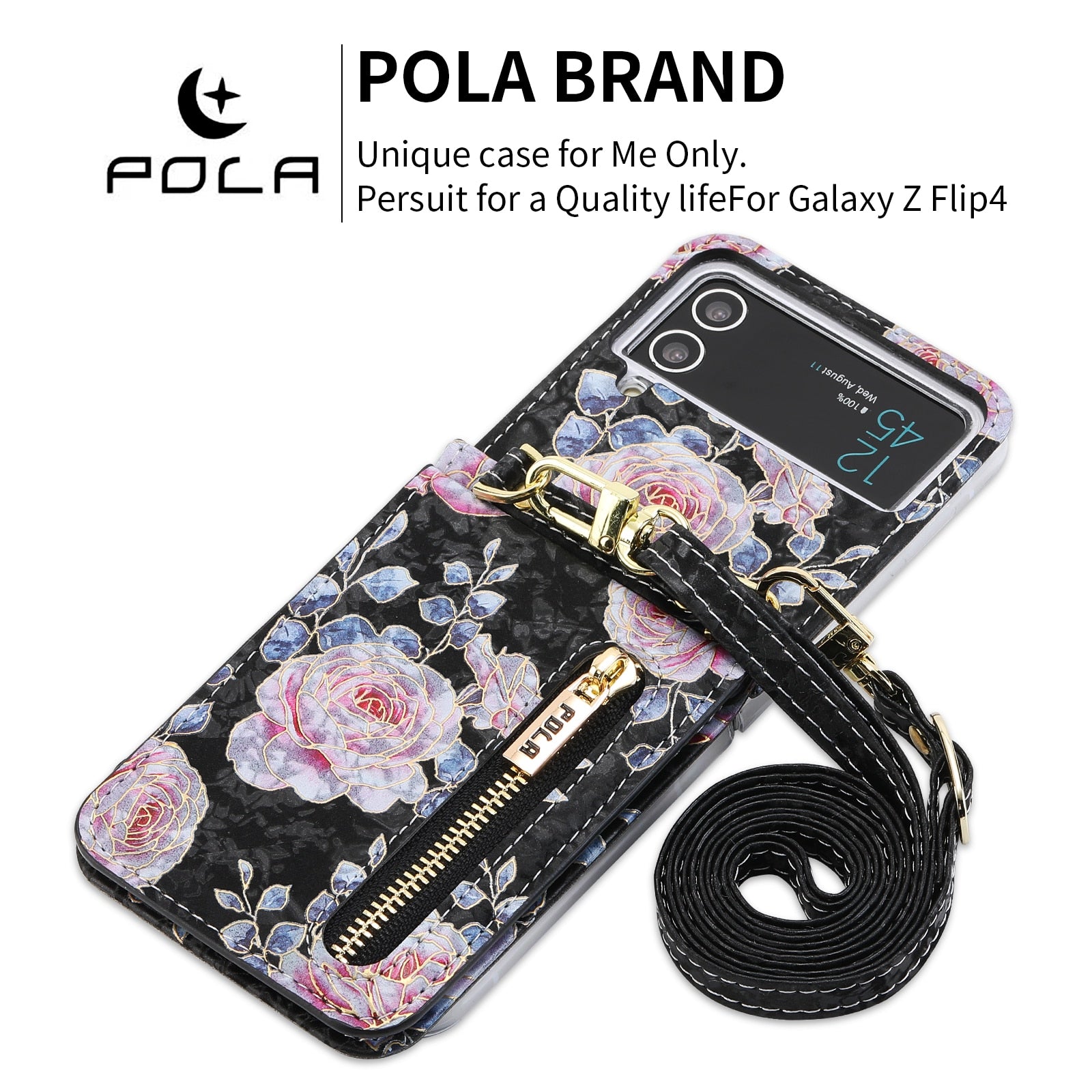 Premium 3D Leather Pocket Holder Standing Case For Galaxy Z Flip4