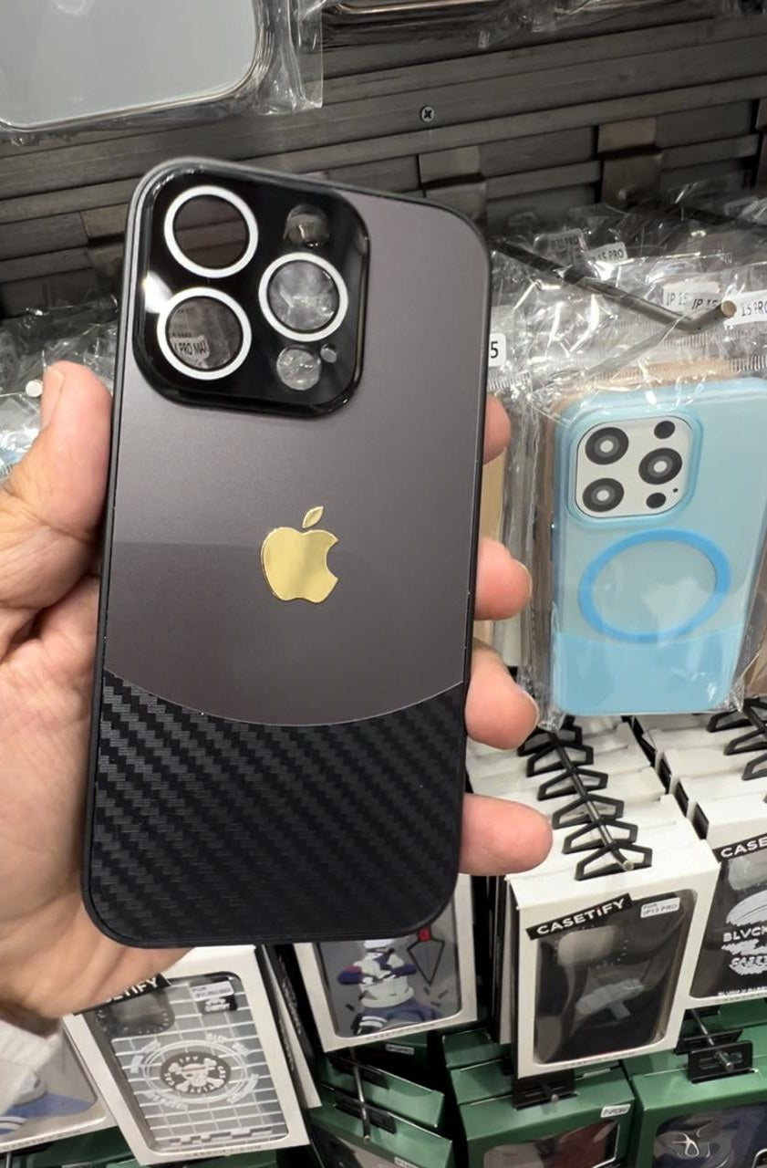 Premium Chromatic Lens Forged Carbon Glass Case For iPhone 15 Series