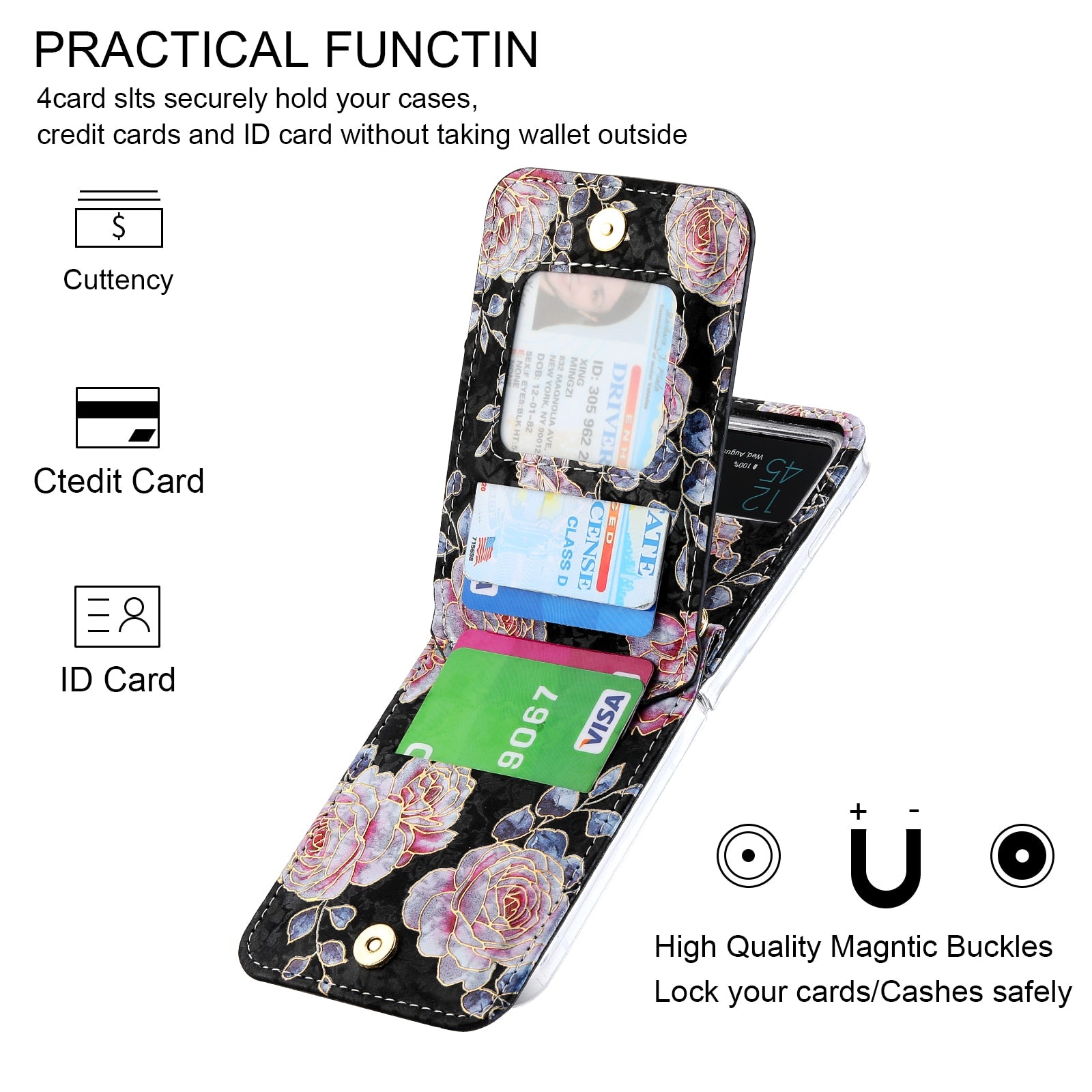 Premium 3D Leather Pocket Holder Standing Case For Galaxy Z Flip4