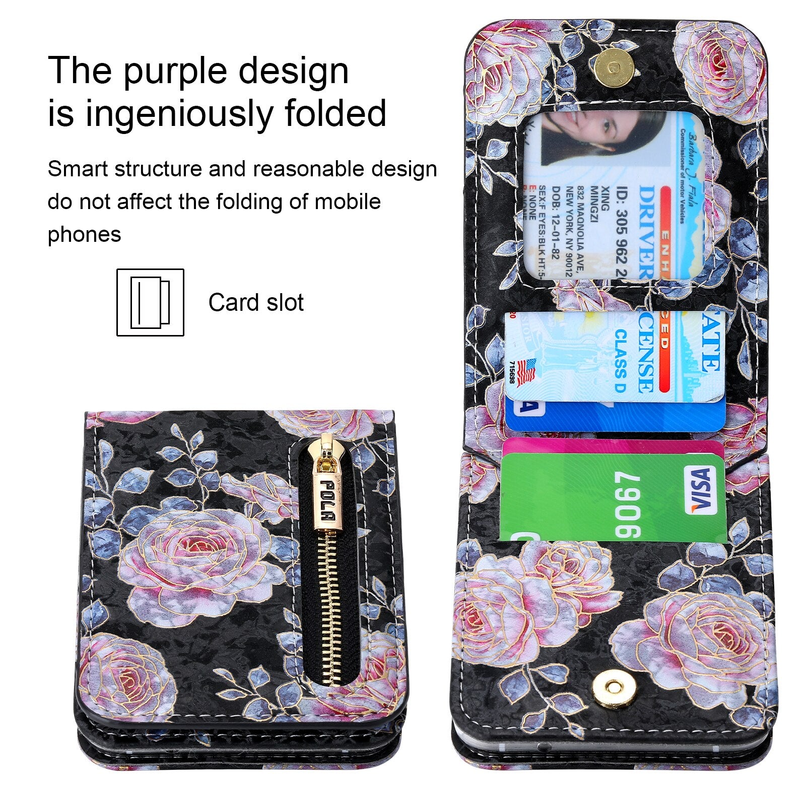 Premium 3D Leather Pocket Holder Standing Case For Galaxy Z Flip4