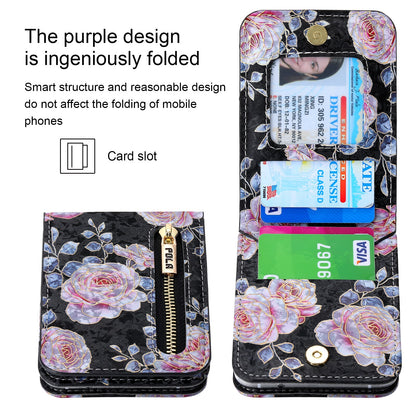 Premium 3D Leather Pocket Holder Standing Case For Galaxy Z Flip3 / Galaxy Z Flip4