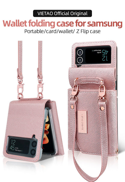 Luxurious Leather Wallet Case For Galaxy Z Flip3 / Galaxy Z Flip4