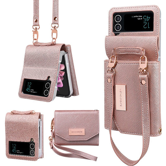 Luxurious Leather Wallet Case For Galaxy Z Flip3 / Galaxy Z Flip4