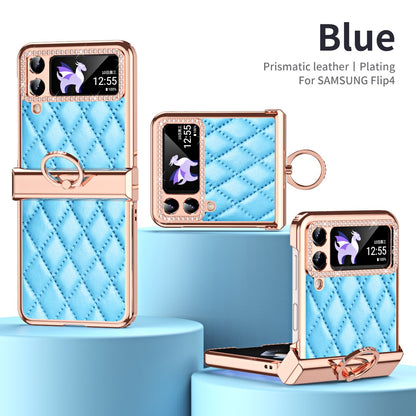 Luxurious Leather Diamond Standing Case For Galaxy Z Flip3 / Galaxy Z Flip4