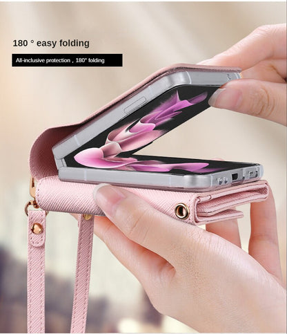 Luxurious Leather Wallet Case For Galaxy Z Flip3 / Galaxy Z Flip4