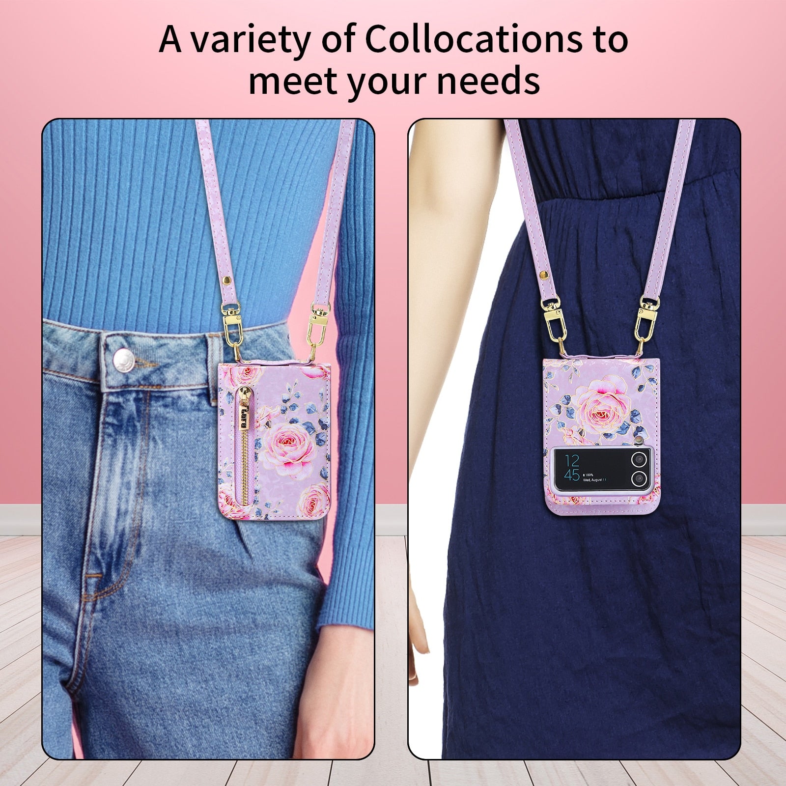 Premium 3D Leather Pocket Holder Standing Case For Galaxy Z Flip4