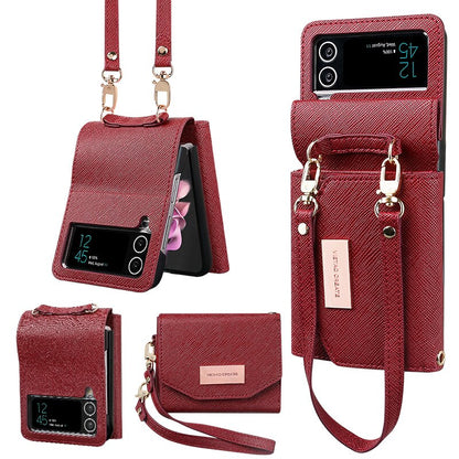 Luxurious Leather Wallet Case For Galaxy Z Flip3 / Galaxy Z Flip4