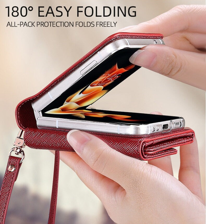 Luxurious Leather Wallet Case For Galaxy Z Flip3 / Galaxy Z Flip4