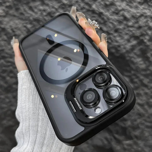 Mag-Safe Support Camera Stand Cases with Lens Protection For iPhones (with Free Camera Lens) (Select Model)