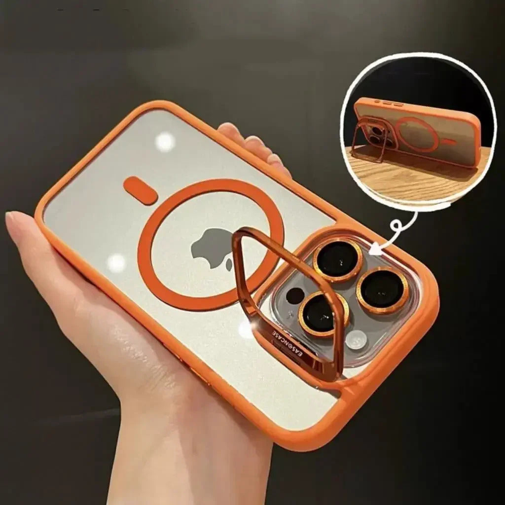 Mag-Safe Support Camera Stand Cases with Lens Protection For iPhones (with Free Camera Lens) (Select Model)