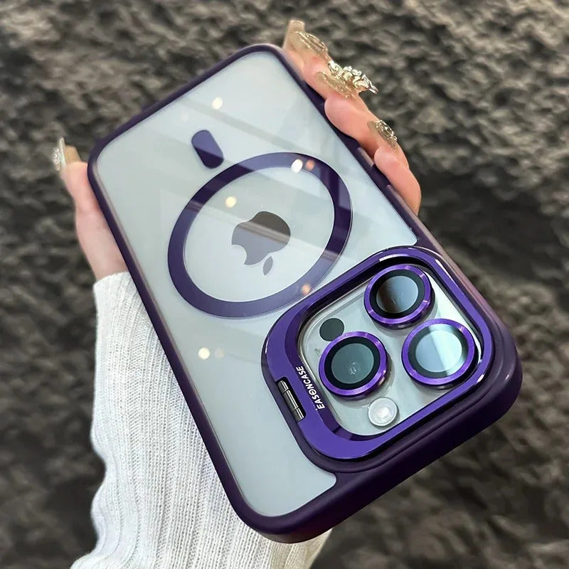 Mag-Safe Support Camera Stand Cases with Lens Protection For iPhones (with Free Camera Lens) (Select Model)